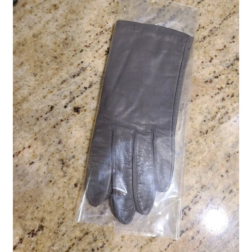Vintage Size S 6.5 Gray Leather Lined 8